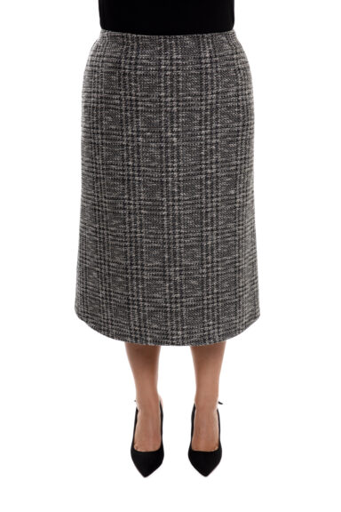 LARA GONNA SVASATA CON SPACCO DIETRO, TESSUTO JACQUARD PRINCIPE DI GALLES