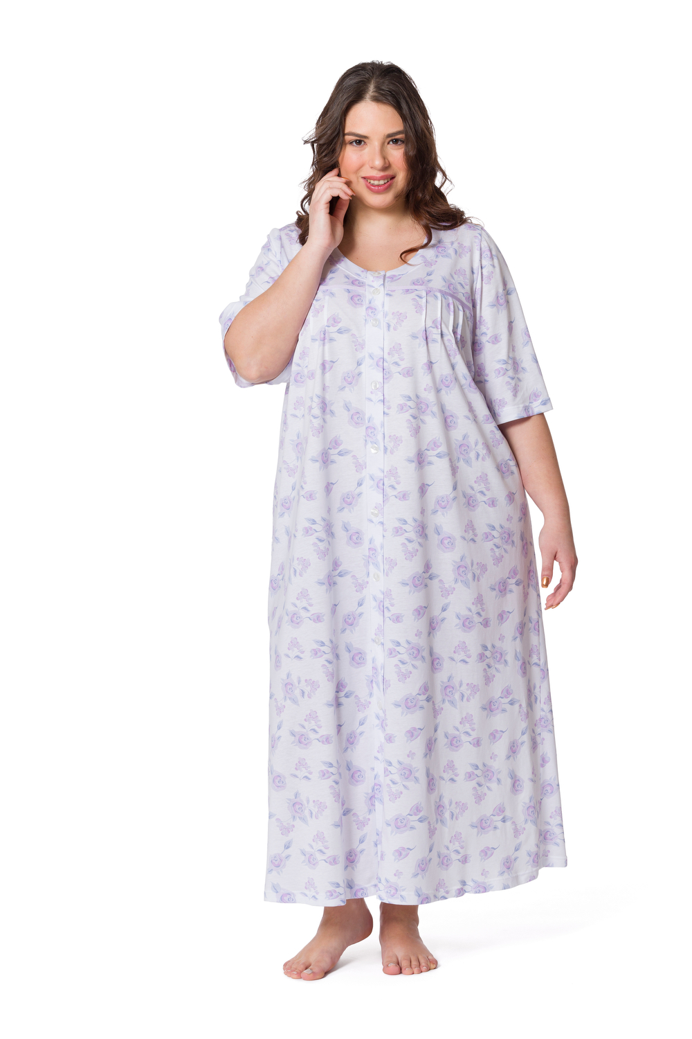 Camicia Da Notte Donna Calida Dolci Sogni – Maniche Lunghe In Blu Scuro, Modello Dritto E Comodo, Taglia 52-54