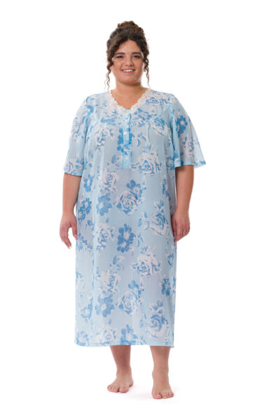 ANDANIA CAMICIA DA NOTTE IN CREPE CON PIZZO RICAMATO - immagine 1