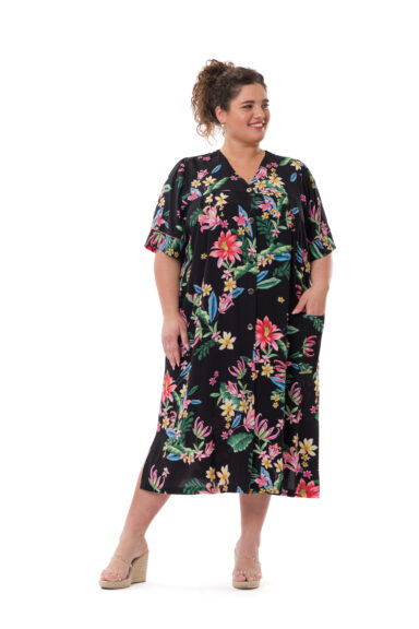 ELICE ABITO IN TESSUTO VISCOSA FLOU CON PROFILO SULLE MANICHE