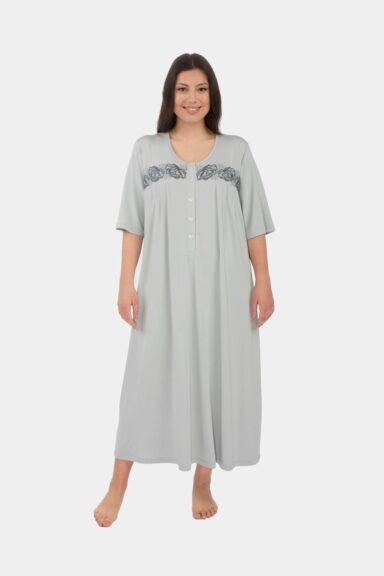 CAREN CAMICIA DA NOTTE CON PIZZO RICAMATO SU TULLE - immagine 1