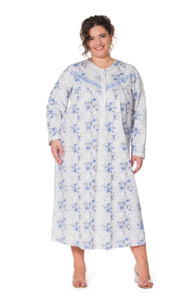 BREBBIA - CAMICIA DA NOTTE CON CARRÈ E PIZZO RICAMATO SU TULLE - immagine 1