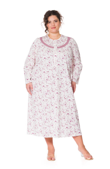BORBONA - CAMICIA DA NOTTE CON CARRÈ E TRINA DI COTONE - immagine 1