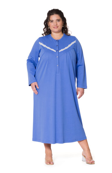 CAVRIANA - CAMICIA DA NOTTE CON CARRÈ E PIZZO MACRAMÈ APPLICATO - immagine 1