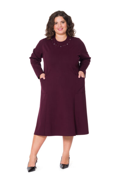 ORUNE - ABITO IN PUNTO MILANO CON FIANCHETTI, TASCHE E APPLICAZIONI - immagine 1